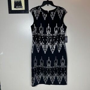 Vince Camuto sequin Black and White Midi Dress